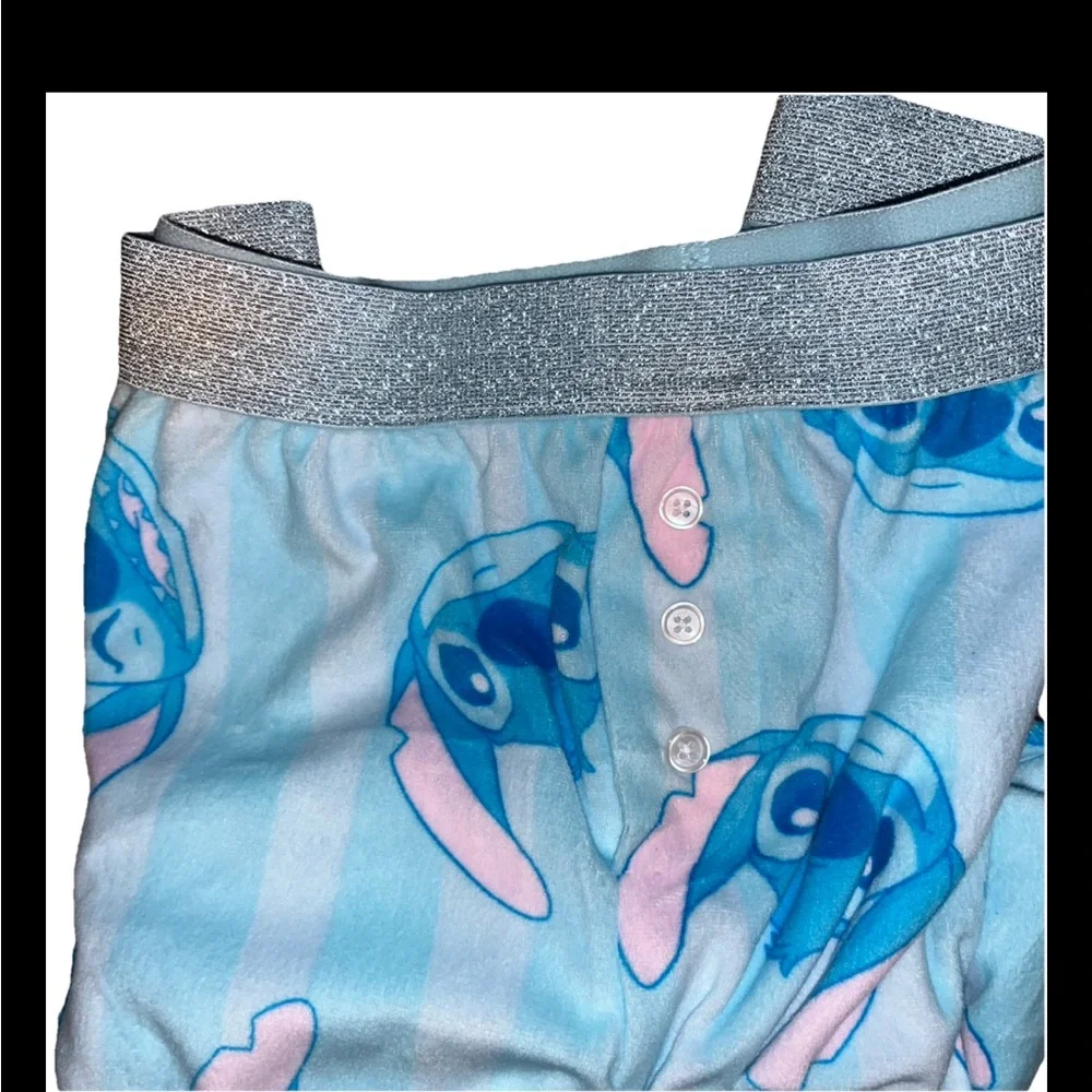 NWT New Women’s Disney Stitch Sleep Pants Soft Shimmer Blue Pink Sz Small - Picture 2 of 5